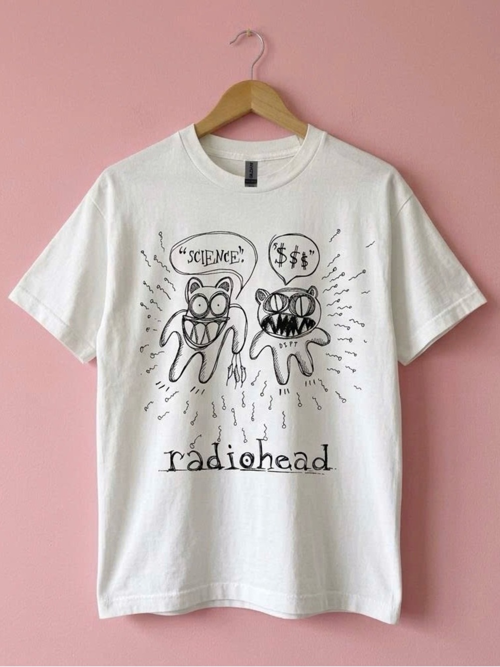 Radiohead Graphic T-Shirt – White Cartoon Band Tee